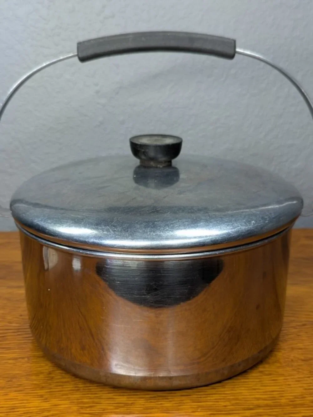 Revere Ware 1801 Pre-1968 Copper Bottom Stock Pot w/ Bail Handle & Lid